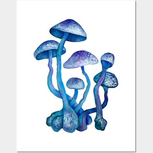 Blue Magic Mushrooms Wall Art by iefae